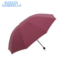 Promocional Próprio Design de impressão Personalizado Portátil Única Camada Mini Linhas Brancas Fortes Impresso 3 Dobrável Guarda-chuva Fábrica China